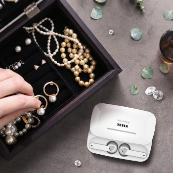 Tesla Sound EB20 sluchátka Luxury White automatické zapnutí